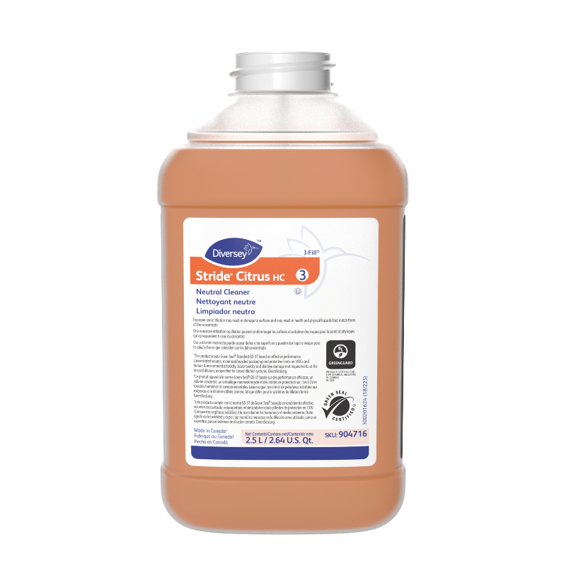 Stride® Citrus HC Neutral Cleaner, 2.5 L, J-Fill, 2/CT